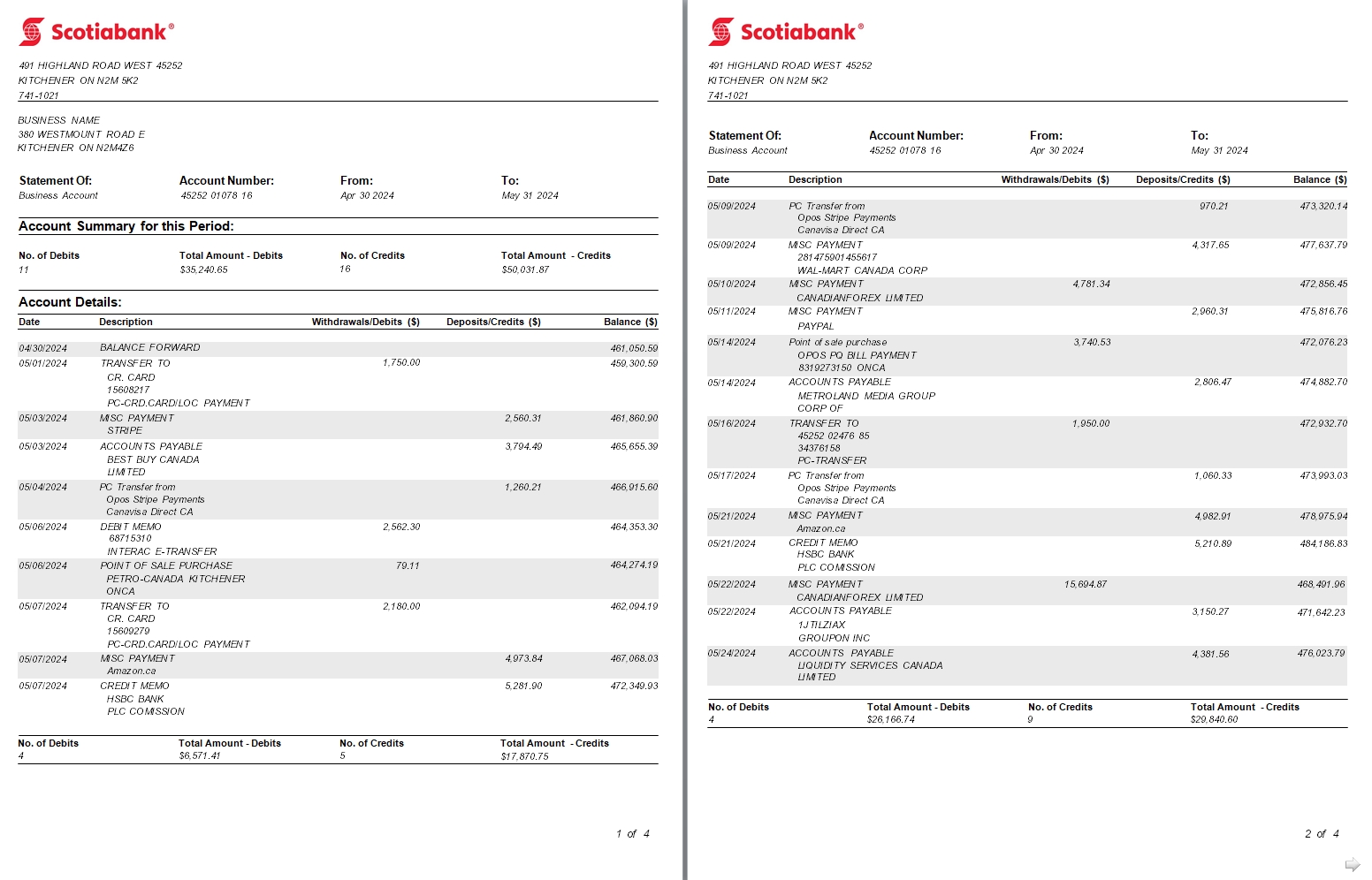 Canada Ontario Activité de la Banque Scotia 1 2 scr